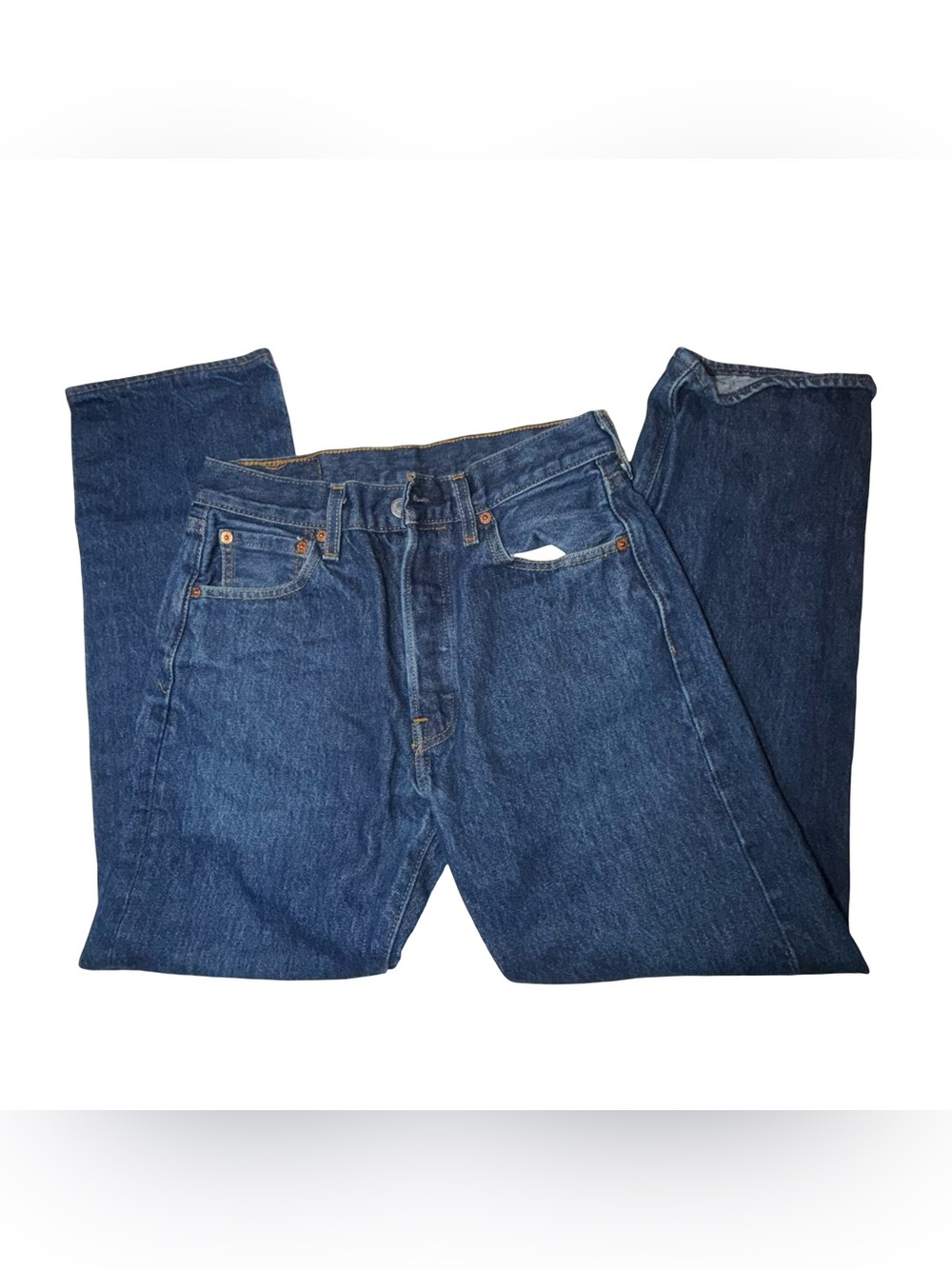 Levi’s 501 Jeans W30 L30 Dark Wash Blue Straight Leg Button Fly 100% Cotton